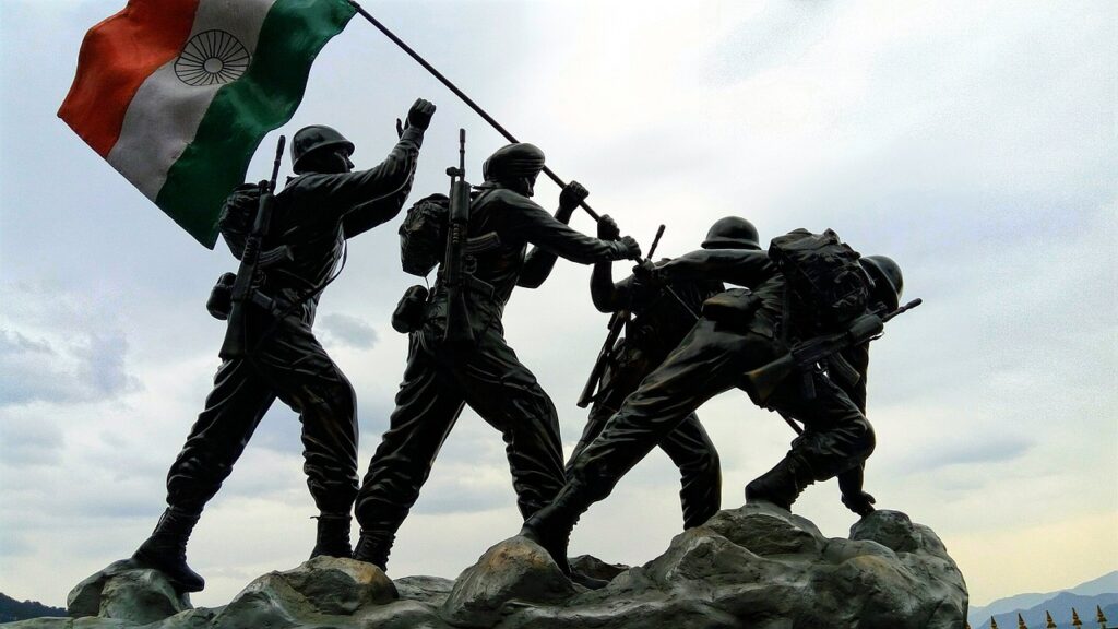indian flag, indian army, statue